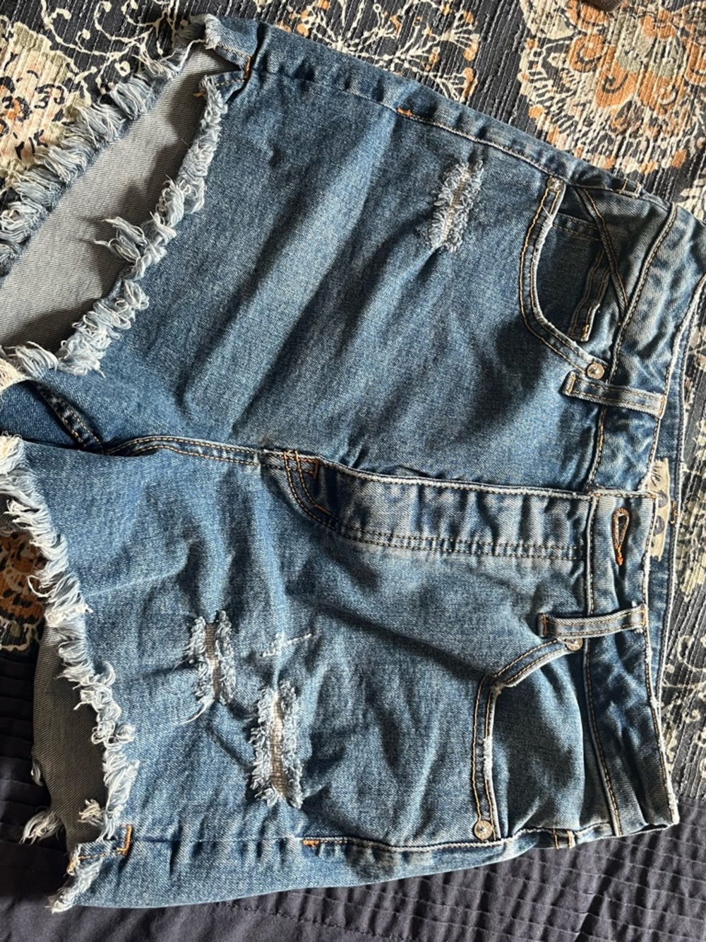 We The Free Distressed Blue Denim Jean Shorts